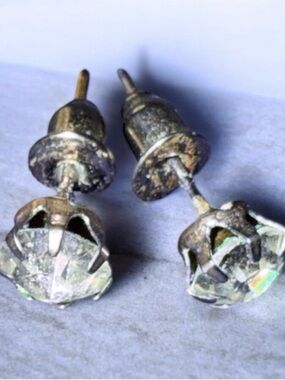 Crystal Stud Earrings in Silver Tone - Clear Sparkle